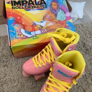 Pink/Yellow Impala Rollerskates size 8 - brand new